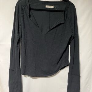 We The Free Slate Gray‎ V-Neck Blouse
